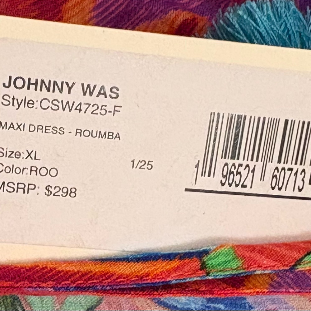 Johnny Was Multicolor Floral V-Neck Maxi Dress in Red, White, Blue, Yellow - Picture 2 of 11